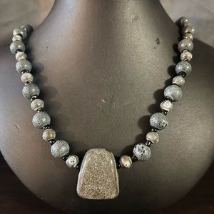 Gray stone necklace